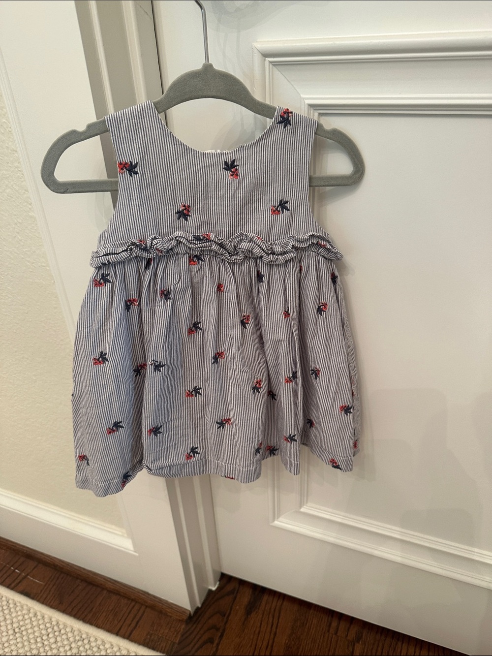 Tartine et Chocolat baby girl blue and white floral dress 9m